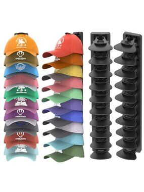 Hat Organizer Wall Rack Baseball Cap Holder Storage Clips No Drill Door Mount